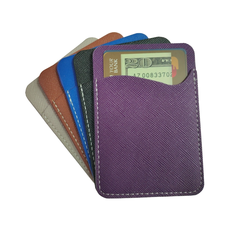Custom Print Logo PU Leather 3m Adhesive Cell Phone Card Holder