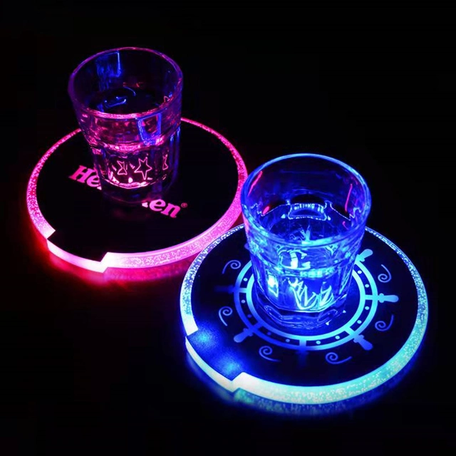 Popular Custom Light up Glowing LED Color Changing Coasters