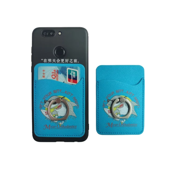 ロゴのシルク スクリーン プリントが施されたストレッチ素材のテレホン カード ホルダー 3M 粘着剤を使用したスマートフォン カード ホルダー