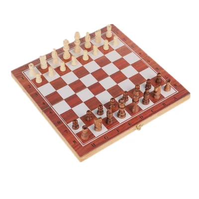 木製チェス、チェッカー、バックギャモン、大人と子供向けの3 in 1ボードゲームセット、トラベルチェスセット、ボードゲームピース